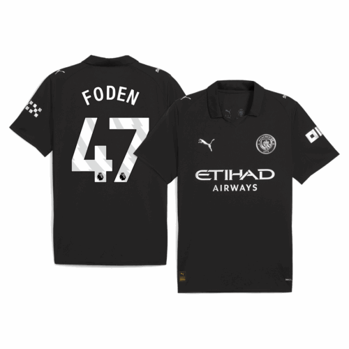 FODEN #47 Manchester City Away Soccer Jersey 2025/26 Black