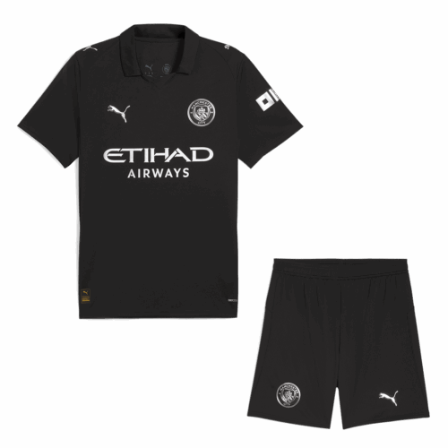 Manchester City Away Soccer Jersey Kit(Jersey+Shorts) 2025/26 Black