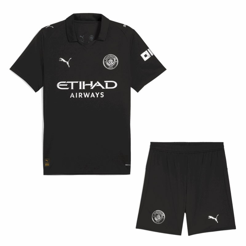 Manchester City Away Soccer Jersey Kit(Jersey+Shorts) 2025/26 Black
