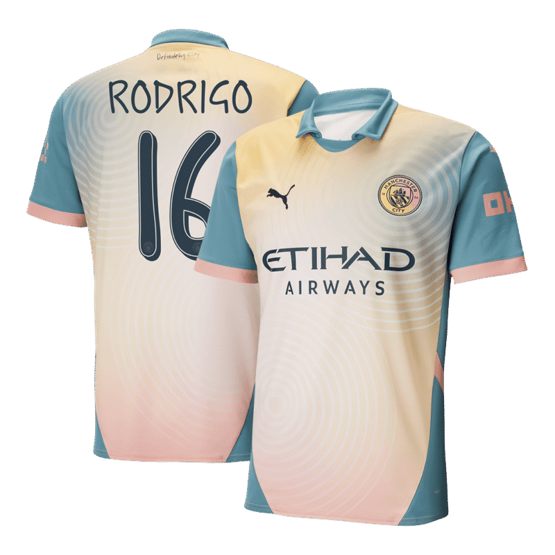 RODRIGO #16 Manchester City Fourth Away Soccer Jersey 2024/25- Definitely City (UCL)
