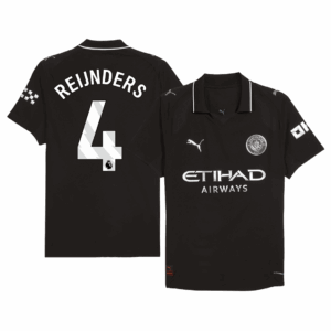 REIJNDERS #4 Authentic Manchester City Away Soccer Jersey 2025/26 Black