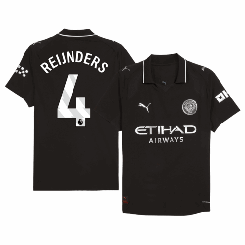 REIJNDERS #4 Authentic Manchester City Away Soccer Jersey 2025/26 Black
