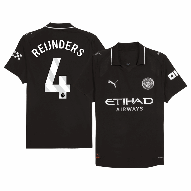 REIJNDERS #4 Authentic Manchester City Away Soccer Jersey 2025/26 Black