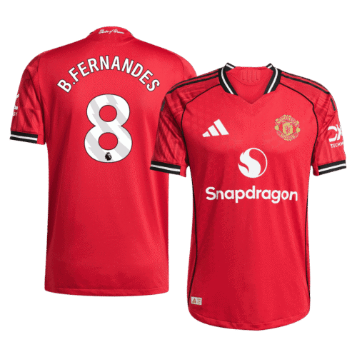 B.FERNANDES #8 Manchester United Home Authentic Soccer Jersey 2025/26