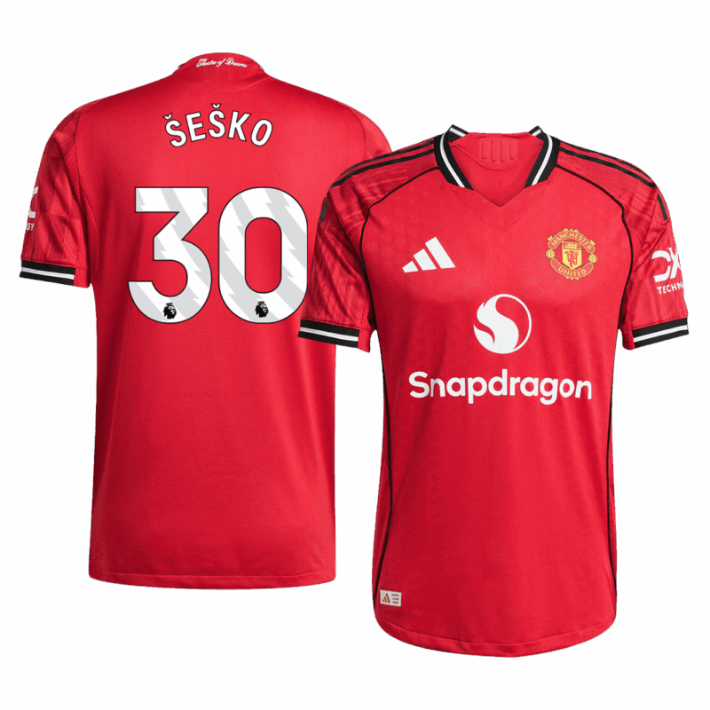 ŠEŠKO #30 Manchester United Home Authentic Soccer Jersey 2025/26