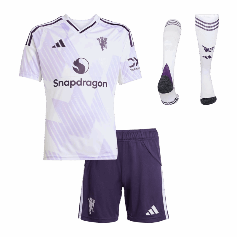 606637_1 Manchester United Away Kids Soccer Jerseys Full Kit 2025/26