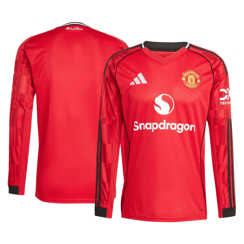 Manchester United Home Long Sleeve Soccer Jersey 2025/26