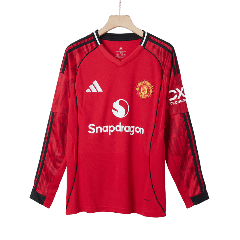 Manchester United Home Long Sleeve Soccer Jersey 2025/26