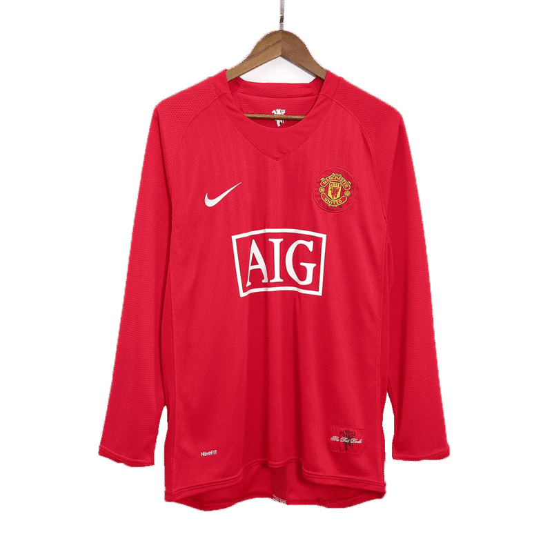 Vintage Soccer Jersey Manchester United Home Long Sleeve 2007/08