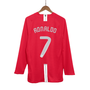 Vintage Soccer Jersey RONALDO #7 Manchester United Home Long Sleeve 2007/08 - UCL Final