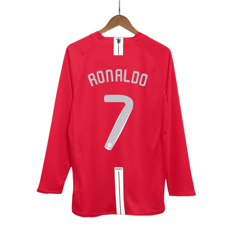 Vintage Soccer Jersey RONALDO #7 Manchester United Home Long Sleeve 2007/08 - UCL Final