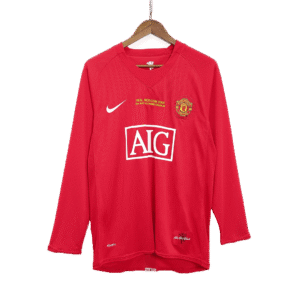 Vintage Soccer Jersey SCHOLES #18 Manchester United Home Long Sleeve 2007/08 - UCL Final