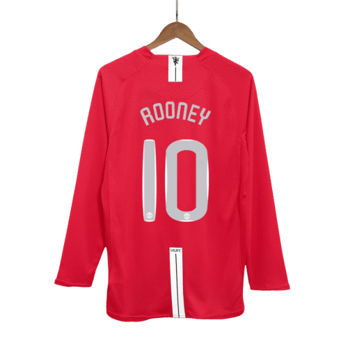 Vintage Soccer Jersey ROONEY #10 Manchester United Home Long Sleeve 2007/08 - UCL Final