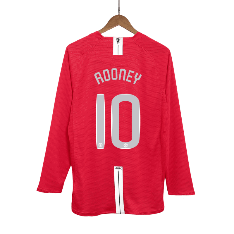 Vintage Soccer Jersey ROONEY #10 Manchester United Home Long Sleeve 2007/08 - UCL Final