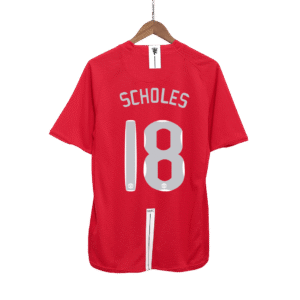 Vintage Soccer Jersey SCHOLES #18 Manchester United Home 2007/08 - UCL Final