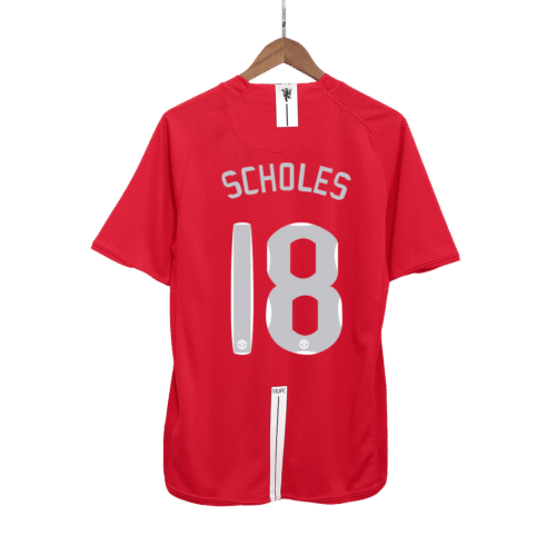 Vintage Soccer Jersey SCHOLES #18 Manchester United Home 2007/08 - UCL Final