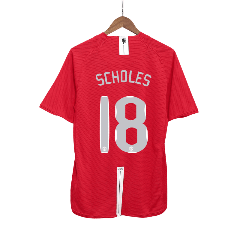 Vintage Soccer Jersey SCHOLES #18 Manchester United Home 2007/08 - UCL Final