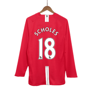 Vintage Soccer Jersey SCHOLES #18 Manchester United Home Long Sleeve 2007/08