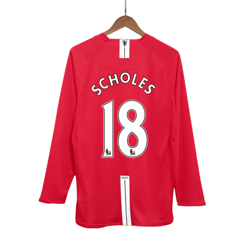 Vintage Soccer Jersey SCHOLES #18 Manchester United Home Long Sleeve 2007/08