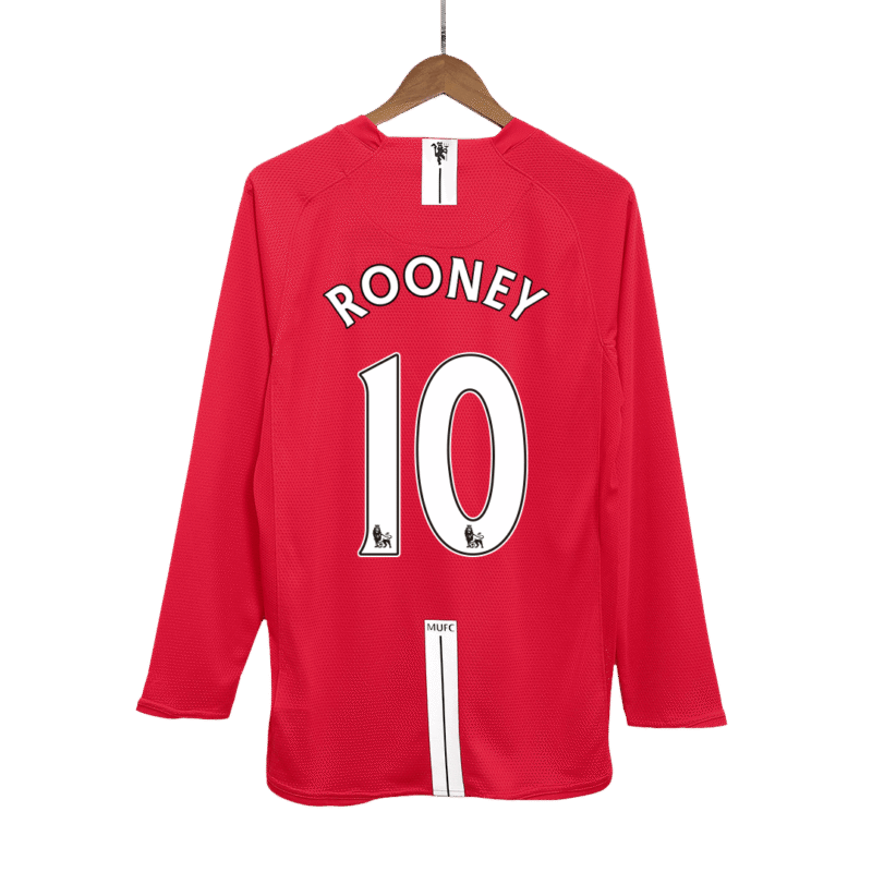 Vintage Soccer Jersey ROONEY #10 Manchester United Home Long Sleeve 2007/08