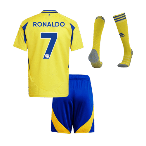 RONALDO #7 Al Nassr Home Kids Soccer Jerseys Full Kit 2024/25