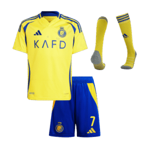 RONALDO #7 Al Nassr Home Kids Soccer Jerseys Full Kit 2024/25