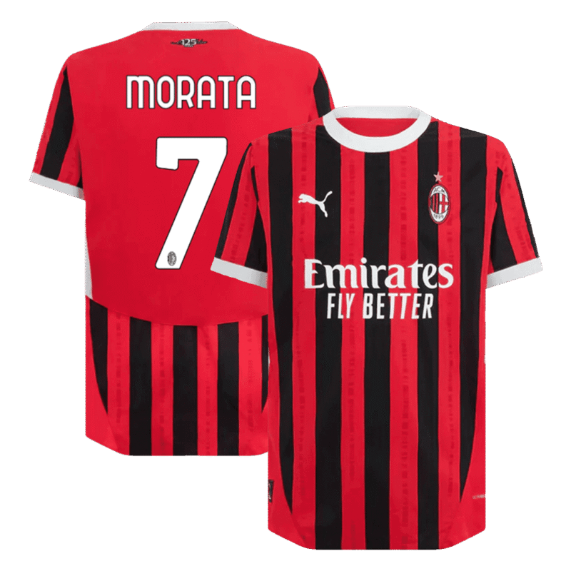 MORATA #7 AC Milan Home Authentic Soccer Jersey 2024/25 - UCL