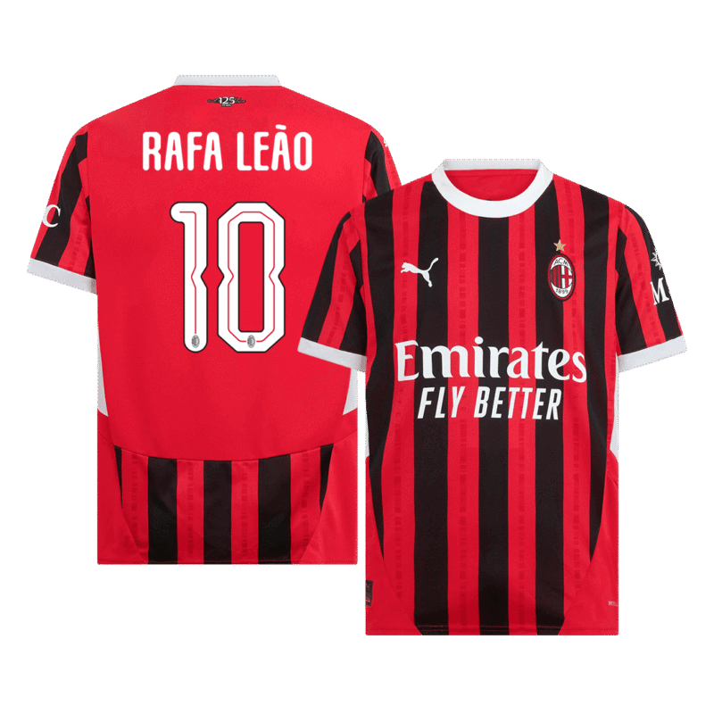 RAFA LEÃO #10 AC Milan Home Soccer Jersey 2024/25 - UCL