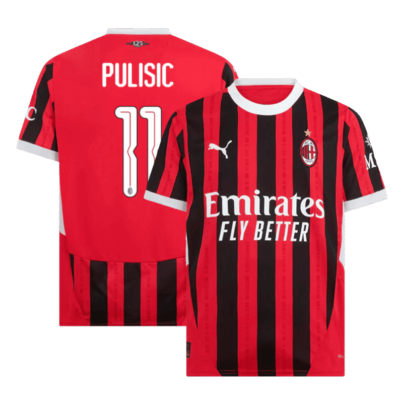 PULISIC #11 AC Milan Home Soccer Jersey 2024/25 - UCL