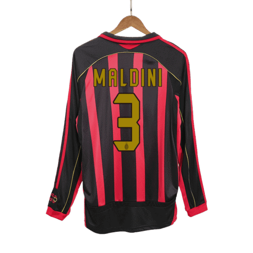 Vintage Soccer Jersey MALDINI #3 AC Milan Home Long Sleeve 2006/07