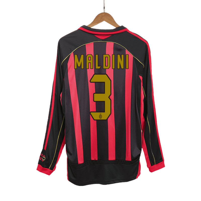 Vintage Soccer Jersey MALDINI #3 AC Milan Home Long Sleeve 2006/07