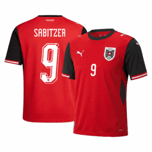 642310_1 SABITZER#9 Austria Home Soccer Jersey World Cup 2026 Red