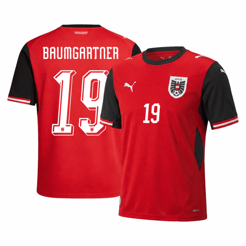 642342_1 BAUMGARTNER#19 Austria Home Soccer Jersey World Cup 2026 Red