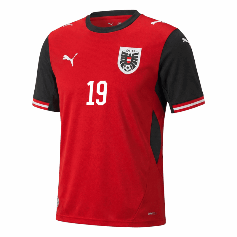 642342_3 BAUMGARTNER#19 Austria Home Soccer Jersey World Cup 2026 Red