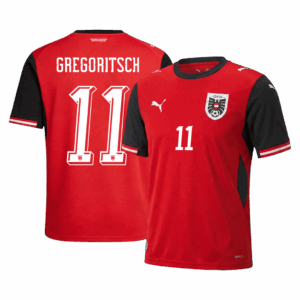 642374_1 GREGORITSCH#11 Austria Home Soccer Jersey World Cup 2026 Red