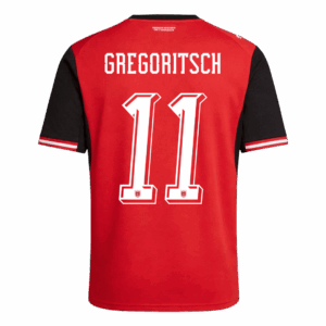 642374_4 GREGORITSCH#11 Austria Home Soccer Jersey World Cup 2026 Red