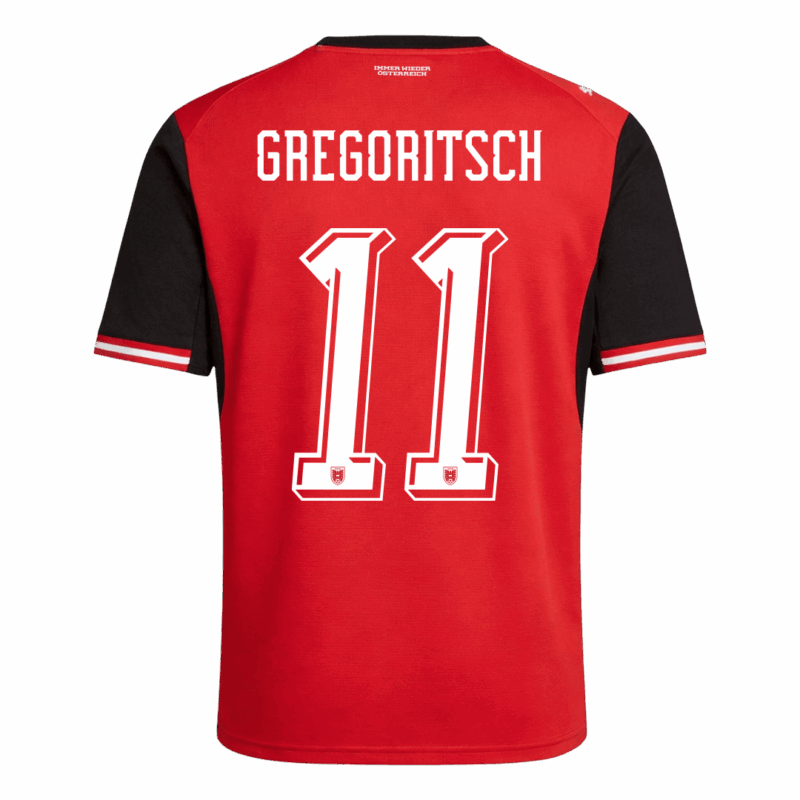 642374_4 GREGORITSCH#11 Austria Home Soccer Jersey World Cup 2026 Red