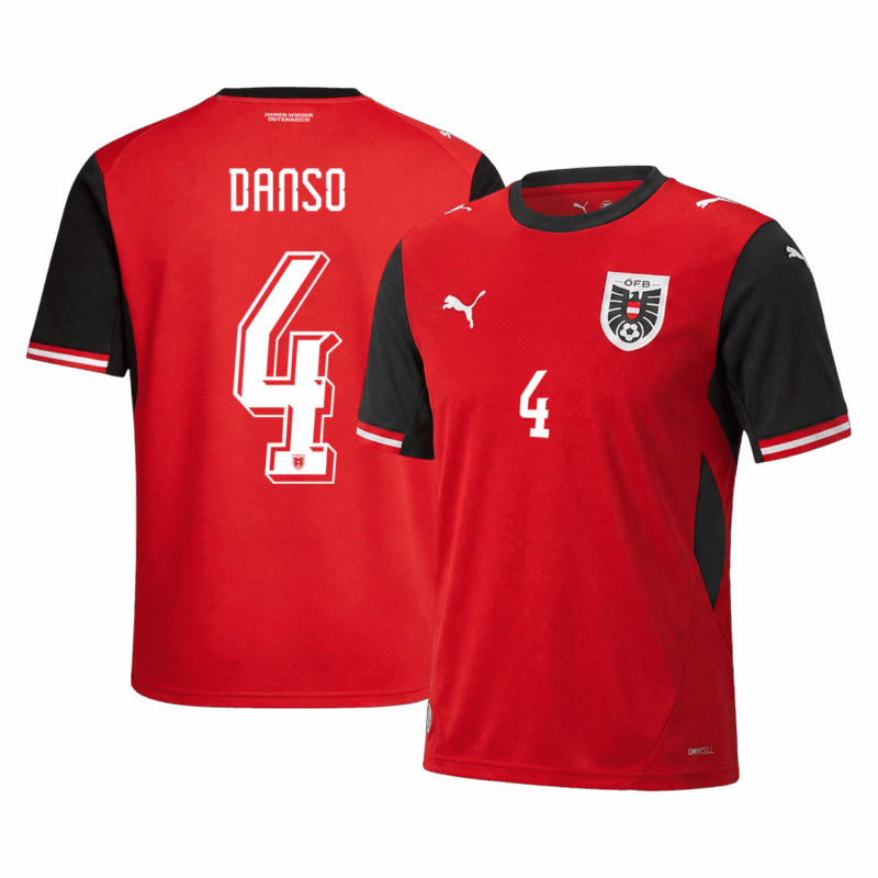 642390_1 DANSO#4 Austria Home Soccer Jersey World Cup 2026 Red