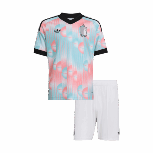 Kid's Belgium Away Soccer Jersey Kit(Jersey+Shorts) World Cup 2026 Blue&Pink