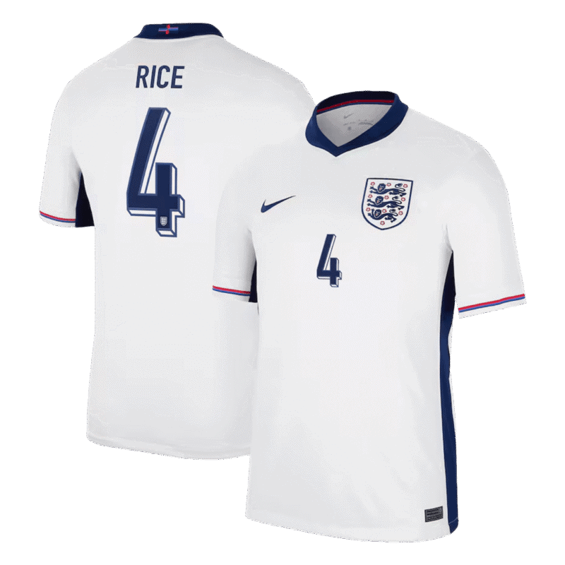 RICE #4 England Home Soccer Jersey EURO 2024