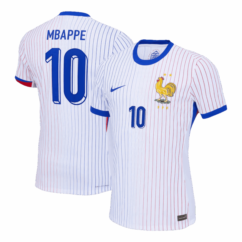 Men's Authentic MBAPPE #10 France Away Soccer Jersey Shirt EURO 2024 - Player Version