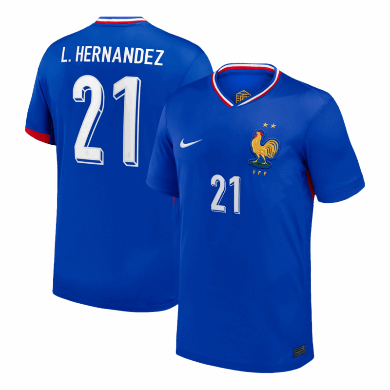 L.Hernandez #21 France Euro Home Soccer Jersey 2024 Blue