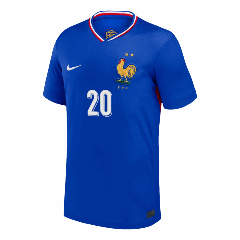 611713_2 COMAN #20 France Euro Home Soccer Jersey 2024 Blue