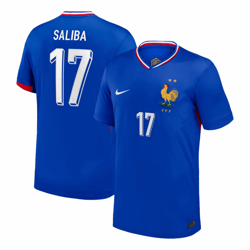 611735_1 SALIBA #17 France Euro Home Soccer Jersey 2024 Blue