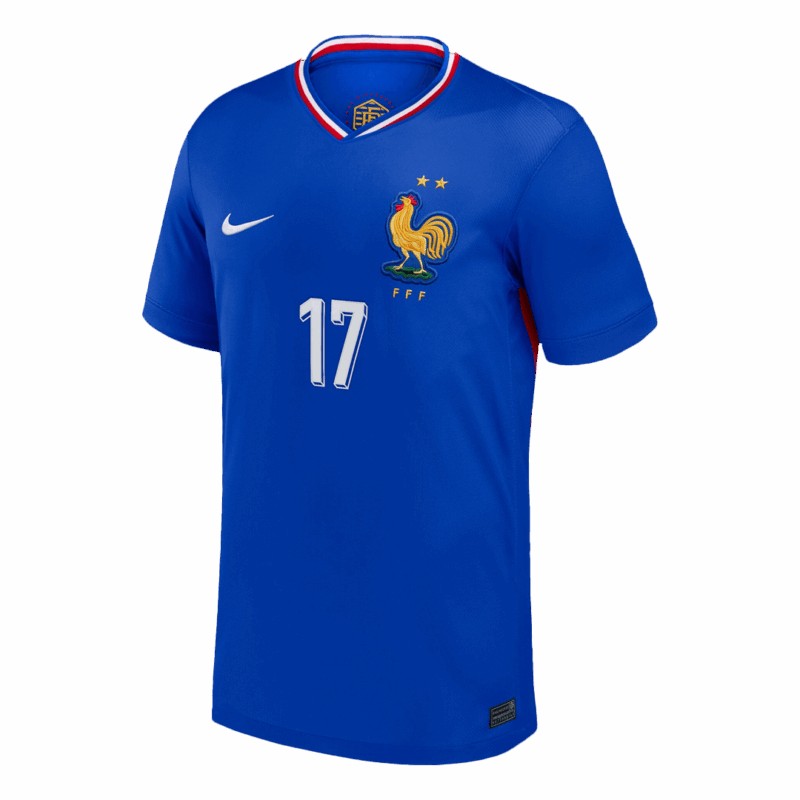 611735_2 SALIBA #17 France Euro Home Soccer Jersey 2024 Blue