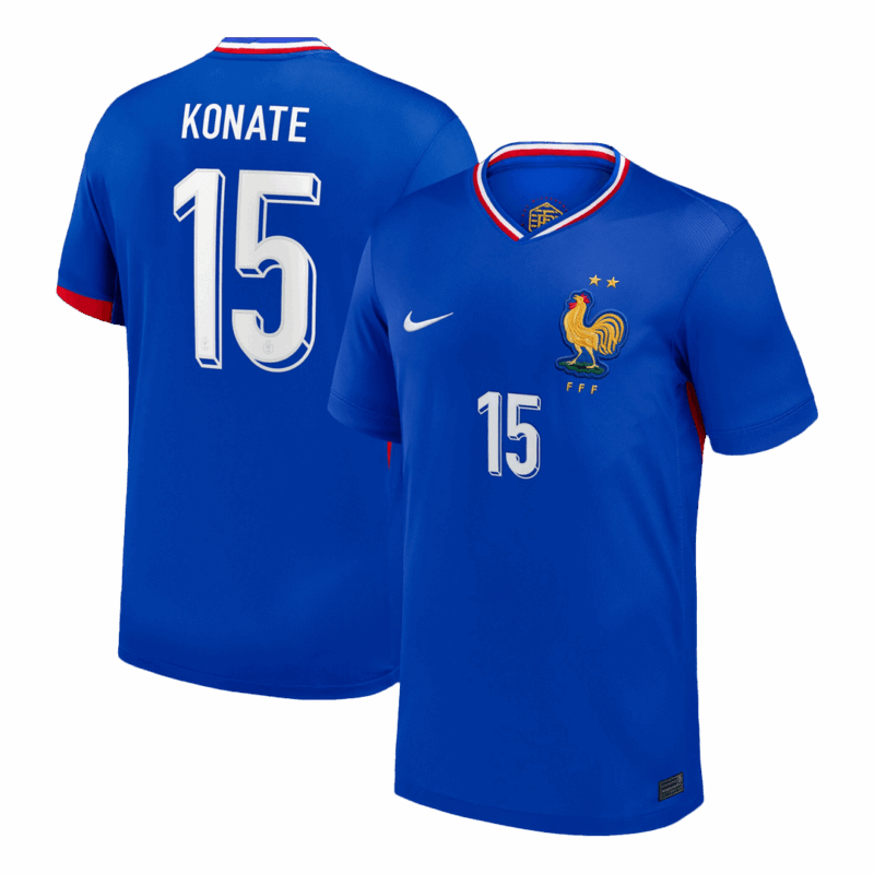 611757_1 KONATE #15 France Euro Home Soccer Jersey 2024 Blue