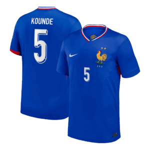 KOUNDE #5 France Euro Home Soccer Jersey 2024 Blue