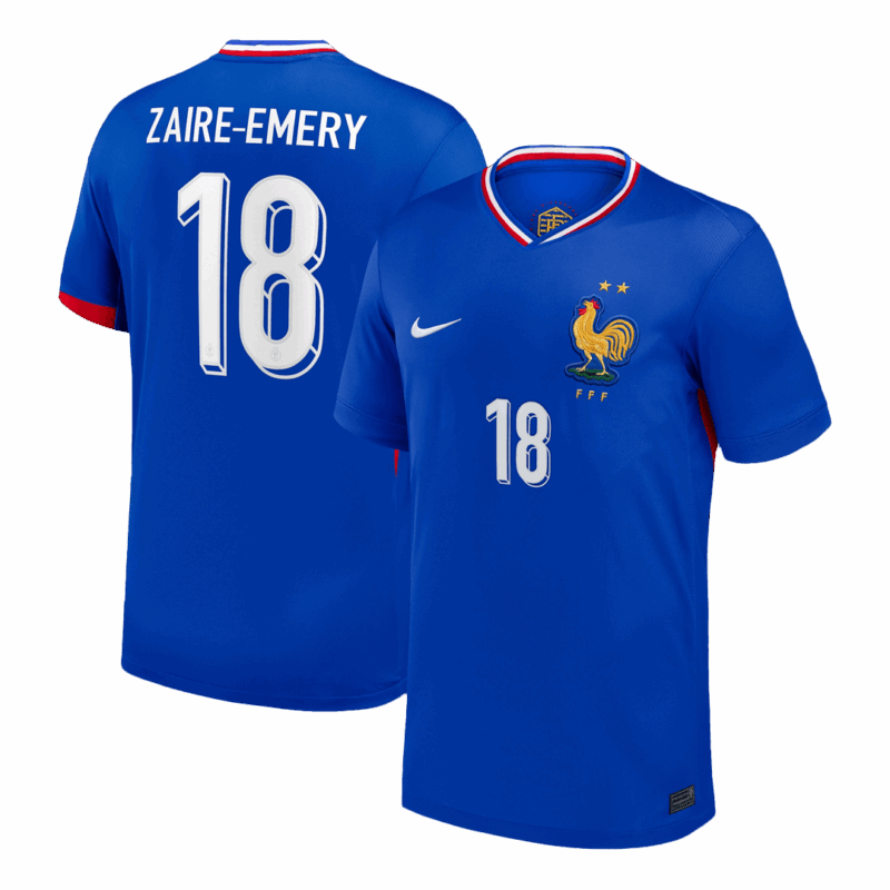 611845_1 ZAIRE-EMERY #18 France Euro Home Soccer Jersey 2024 Blue