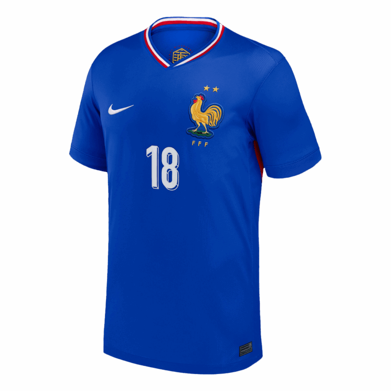611845_2 ZAIRE-EMERY #18 France Euro Home Soccer Jersey 2024 Blue