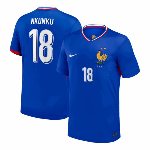 NKUNKU #18 France Euro Home Soccer Jersey 2024 Blue